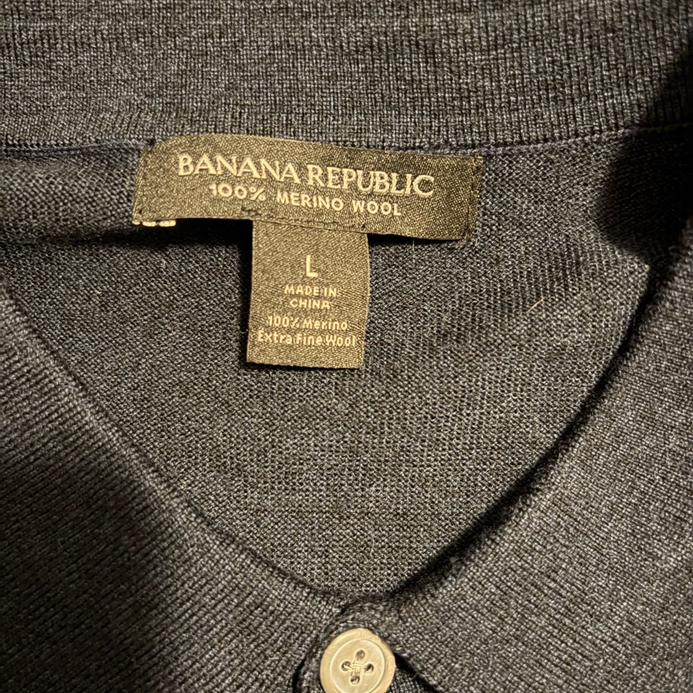 Banana Republic Mens Dark Blue Long Sleeve Sweater Polo - Picture 2 of 2